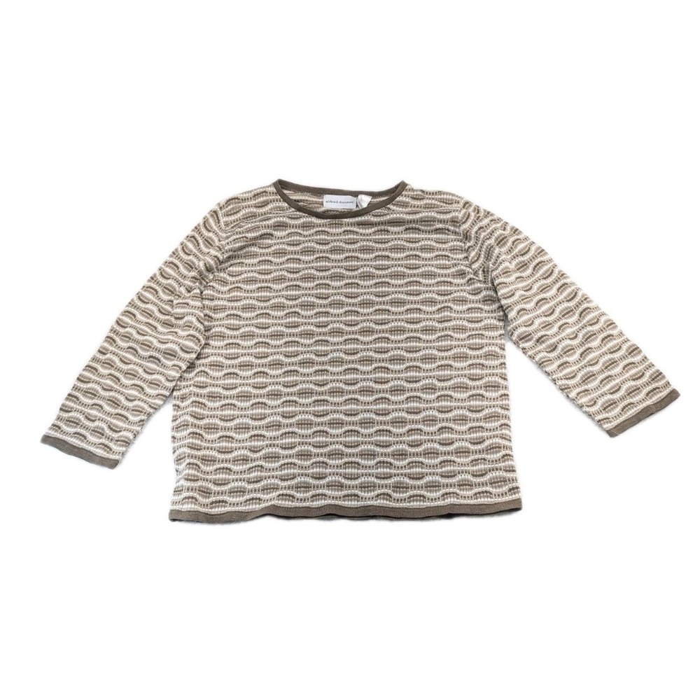NWT Alfred Dunner - Aspen Lodge Taupe knit sweater 3/4 sleeve, L